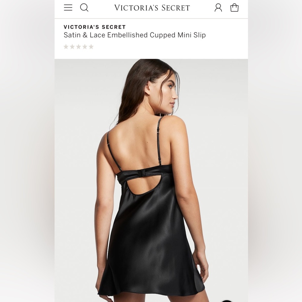 NWT Victoria’s Secret Satin & Lace Embellished Cupped Mini Slip - Picture 2 of 15
